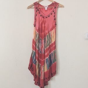 Phases Red Tie-Dye Swim Coverup, One Size Fits Most